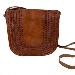 NWOT Handmade Ladies Embossed Leather Crossbody